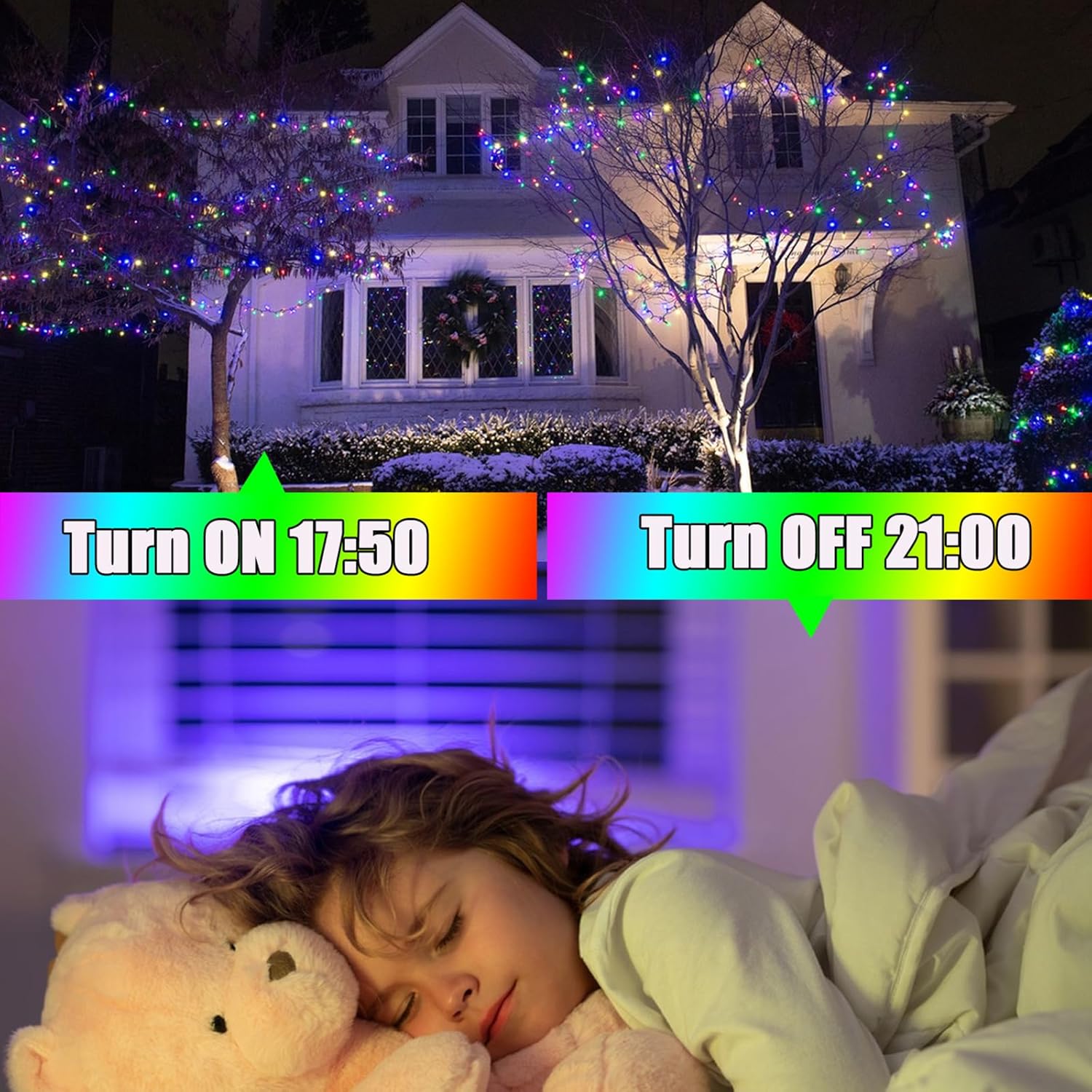 Smart Christmas String Lights - 196FT 600 RGB LEDs WiFi Christmas Lights with App Controlled Multi-Color Changing