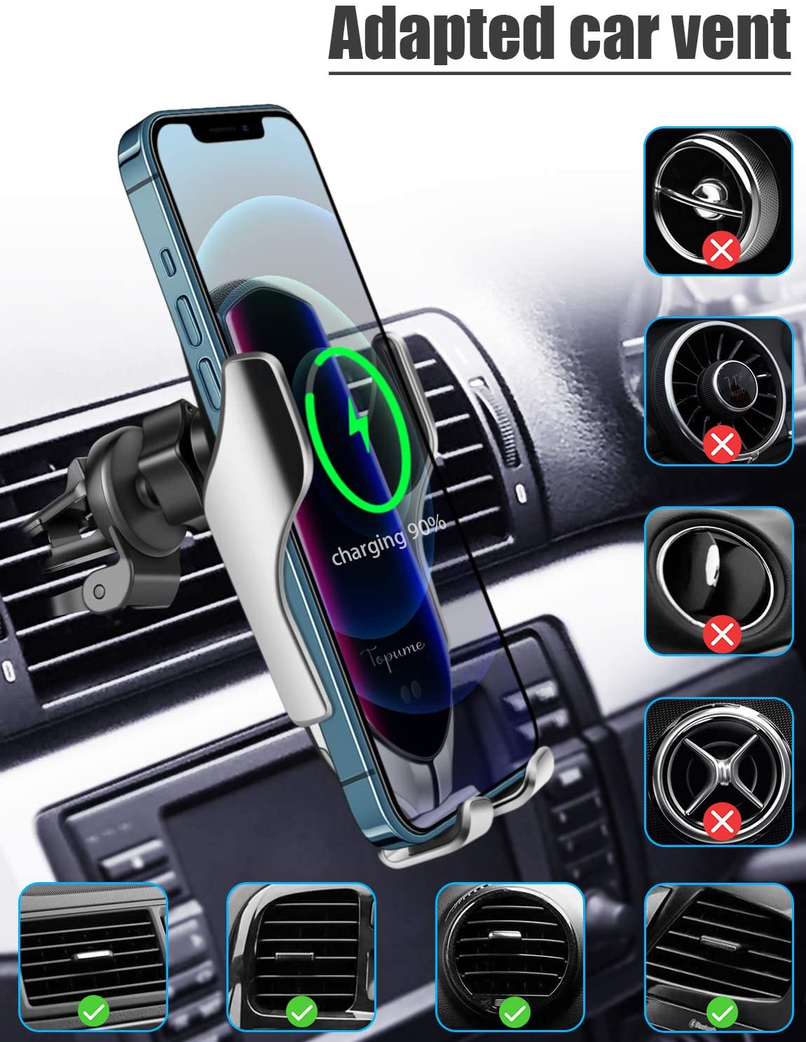 Wireless Car Charger,10W Qi Fast Charging