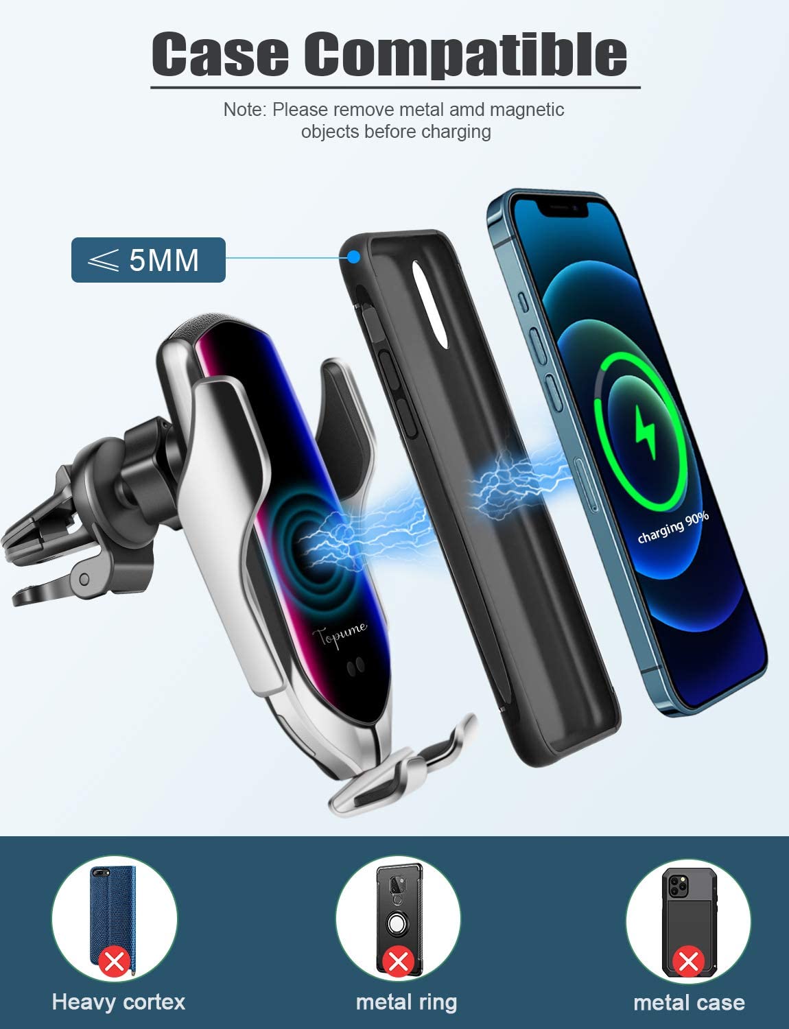 Wireless Car Charger,10W Qi Fast Charging